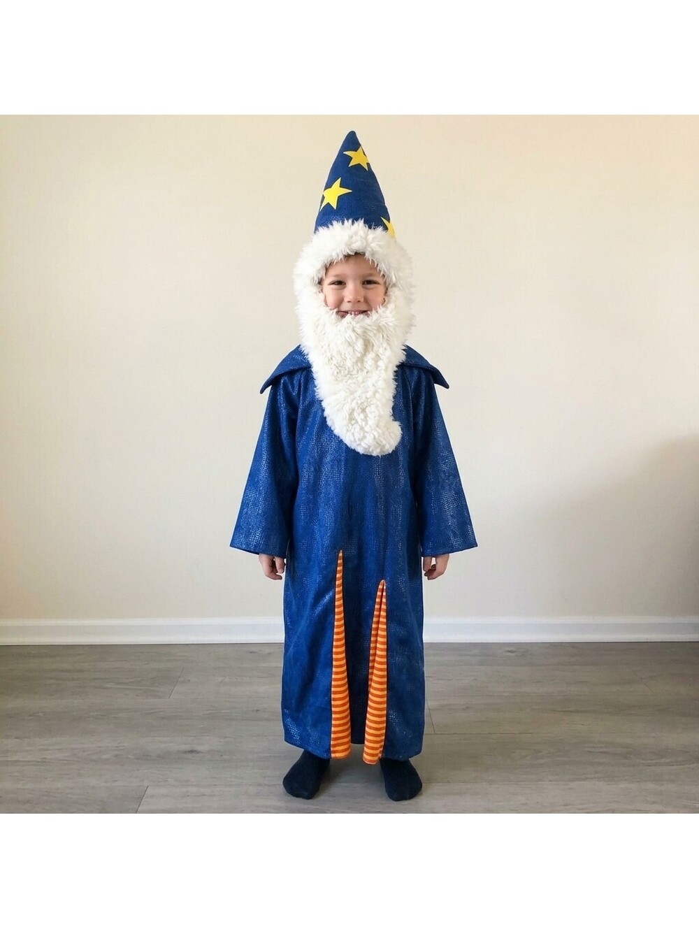 Blue Wizard Merlin Magicien Costume Kids 5-6 Years Fits Sizes 5-6 padded